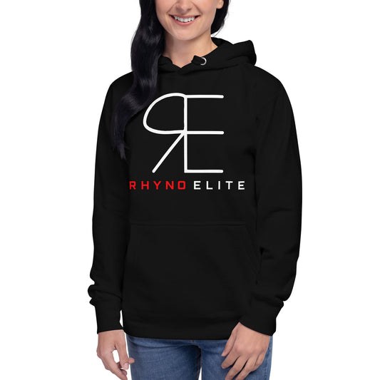 Rhyno Elite Signature Hoodie in black, front view close-up