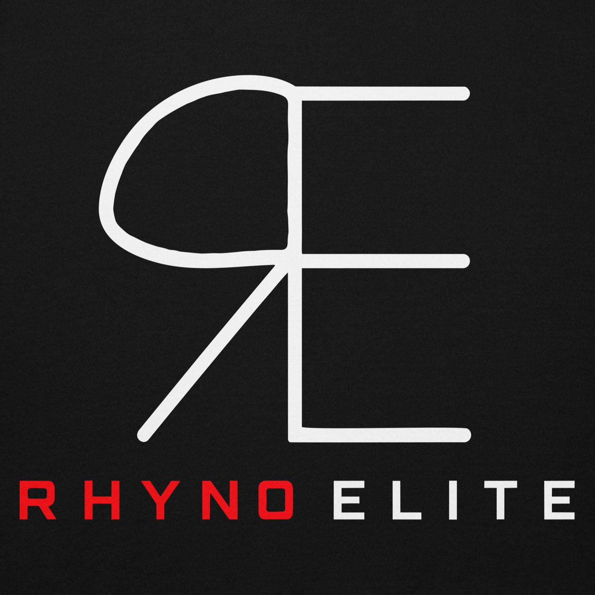 Rhyno Elite Signature Hoodie in black, front detail view