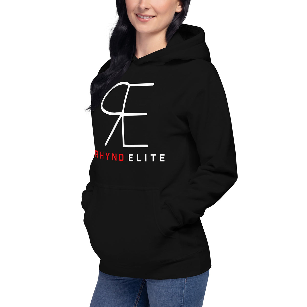 Rhyno Elite Signature Hoodie in black, left front angle