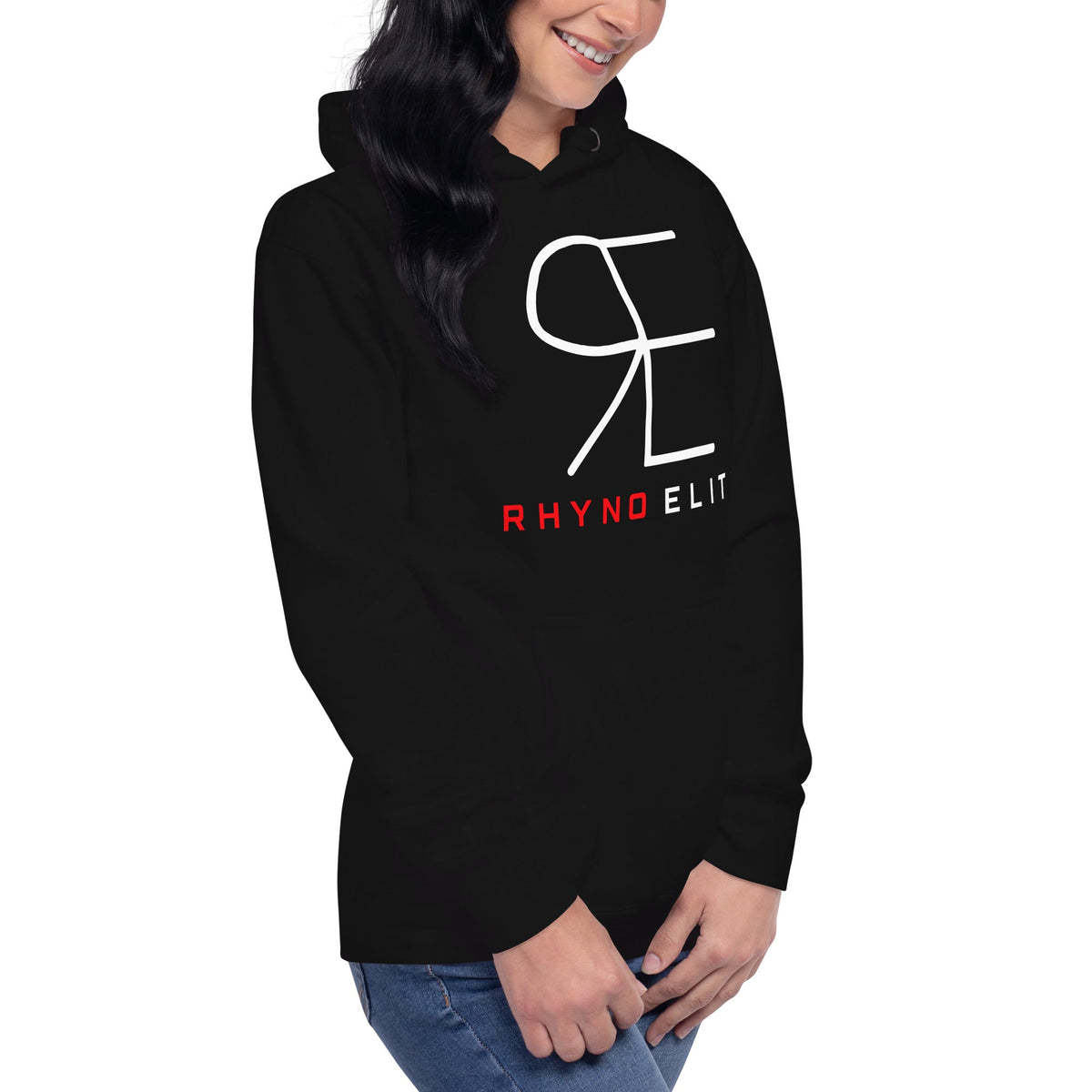 Rhyno Elite Signature Hoodie in black, right front angle