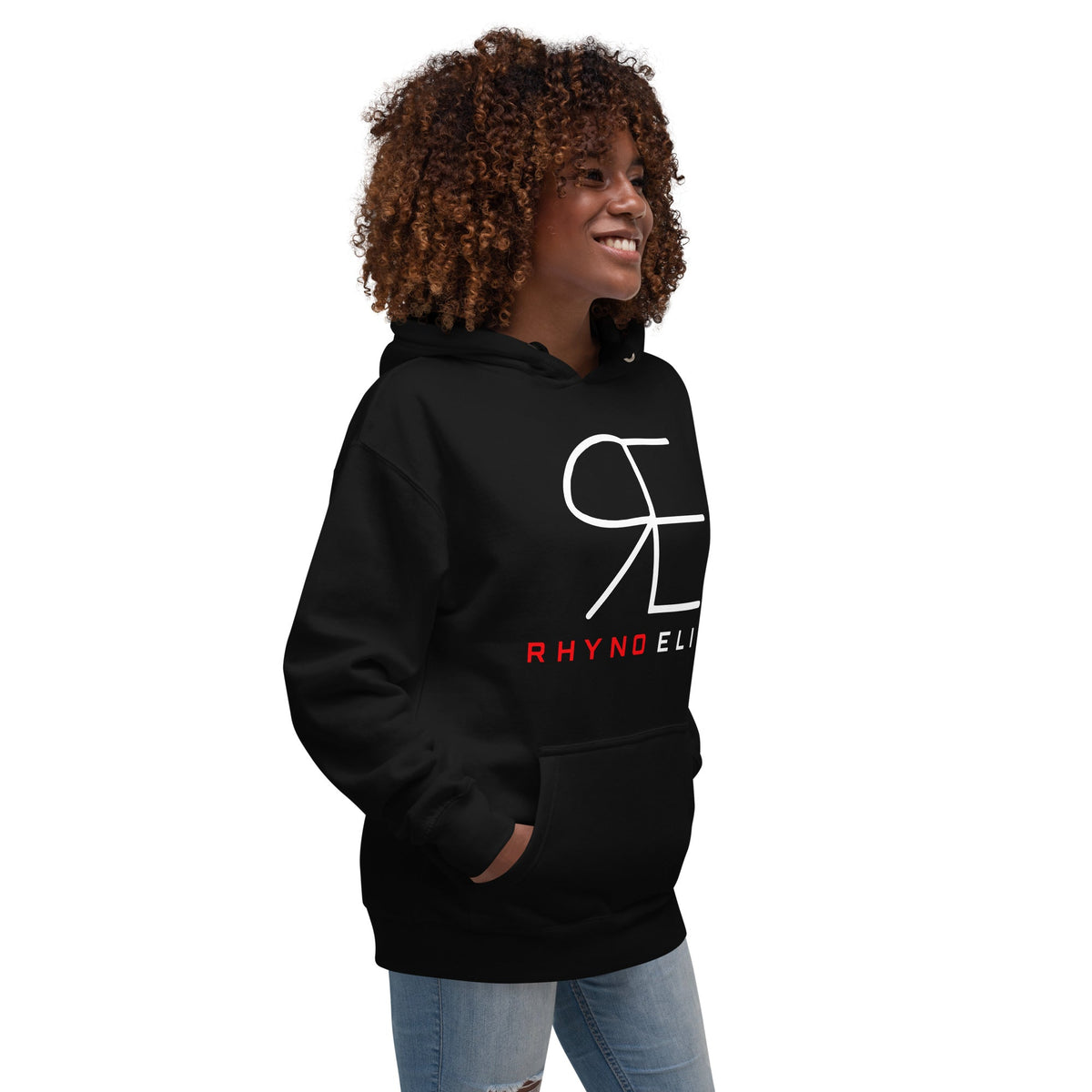Rhyno Elite Signature Hoodie in black, right front detail